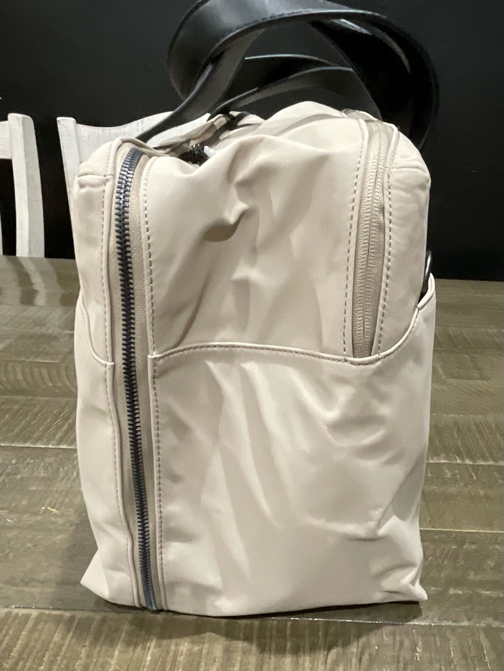Away Cream Tote Bag with Black Handles and Detachable Strap - Picture 9 of 15